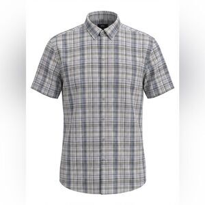 HUGO BOSS MENS BUTTON DOWN SHORT SLEEVE SHIRT SIZE XL BLUE GREEN CHECK